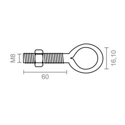 Hembrilla Soldada Con Tuerca Hm01, M8 X 60 Mm, Zincado, Blister 2 Uds