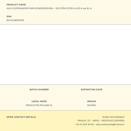 Hilo Dispensador Para Desbrozadora, Estrella, Ø2,4 Mm, Dispensador 81 M