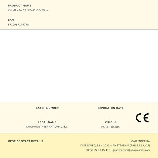 Iluminación Decorativa Con Forma De Chimenea De Led 41 X 10 X 25 Cm