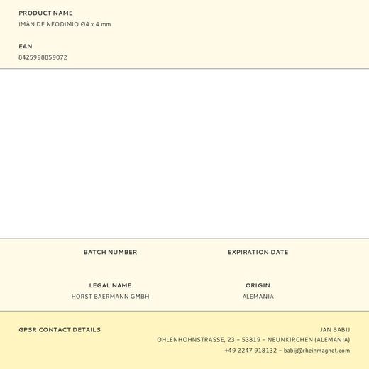 Imán De Neodimio Ø4 X 4 Mm