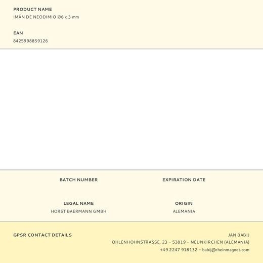 Imán De Neodimio Ø6 X 3 Mm