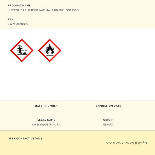 Insecticida Piretrina Natural Para Difusor Jofel