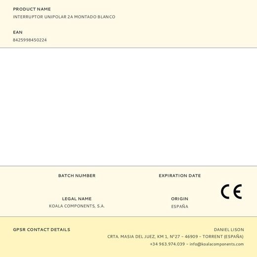 Interruptor Unipolar 2A Montado Blanco