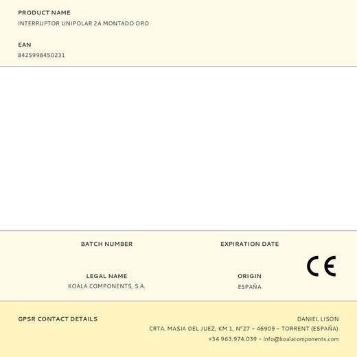 Interruptor Unipolar 2A Montado Oro