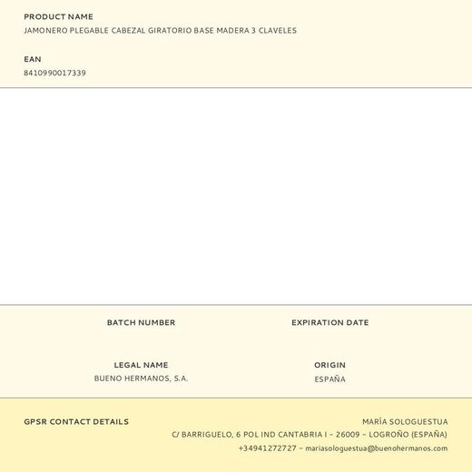 Jamonero Plegable Cabezal Giratorio Base Madera 47 X 18,5 X 37 Cm