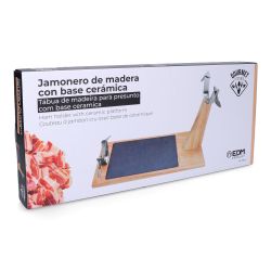 Jamonero Top Line Madera De Caucho Con Base Cerámica 43,8 X 19,5 X 30,5 Cm