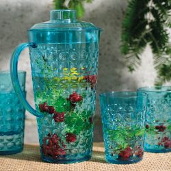 Jarra 2 L Y 4 Vasos 420 Ml Diseño Bolas De Color Azul