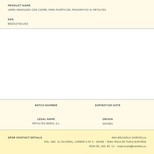 Jarra Graduada Con Cierre Para Puerta Del Frigorífico 2 L