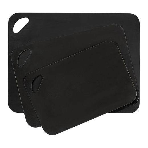 Tablas De Corte 3 Uds Color Negro 38 X 29 X 0,15 Cm / 33,5 X 24 X 0,15 Cm / 28 X 18 X 0,15 Cm