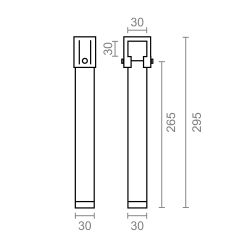 Juego De 4 Patas De Somier Pt25 30X30X255Mm Sin Rueda, Negro 96400 Micel
