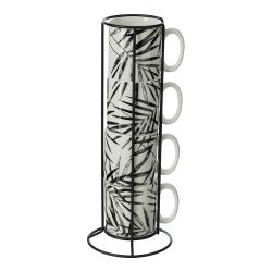 Juego De 4 Tazas Modelo "Mug On Rack" Colores Surtidos