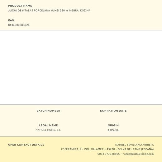 Tazas Porcelana Mate Negro 350 Ml, 6 Uds