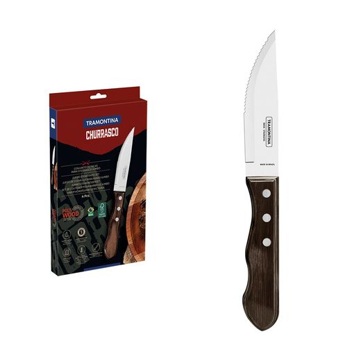Cuchillos De Asado Jumbo Polywood Castaño 12,2 Cm, 4 Uds