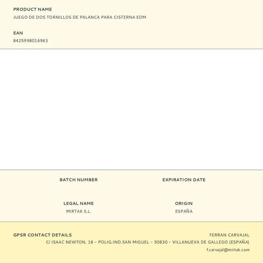 Juego De Dos Tornillos De Palanca Para Cisterna Edm