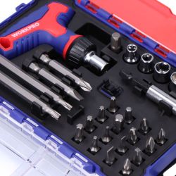 Juego De Puntas Y Vasos Con Mini Mango Carraca T, 28 Piezas