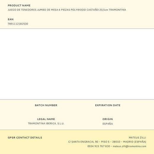 Tenedor De Mesa Jumbo Polywood Castaño 20,5 Cm 6 Uds