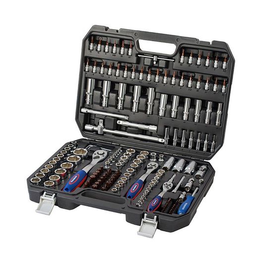 Juego Herramientas, Mecánico, ¼ Pulg + 3/8 Pulg + ½ Pulg, 172 Piezas