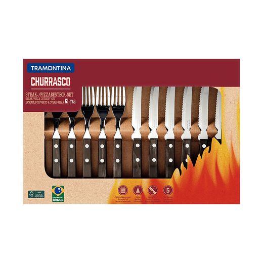 Juego Para Asado Fsc Polywood Castaño 12 Piezas