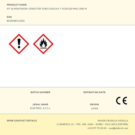 Kit Alimentador-Conector Tubo Flexilux  Y Flexiled Max 1380 W