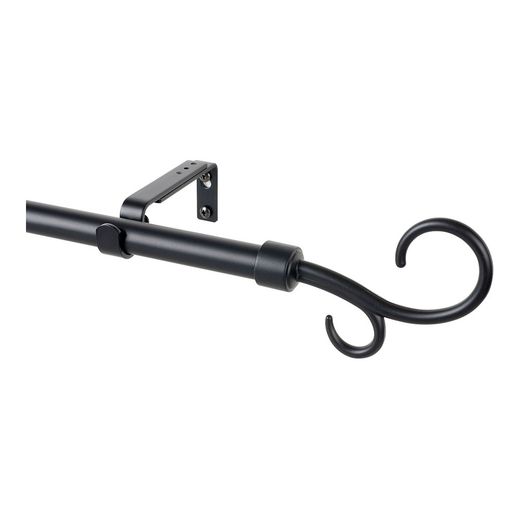 Kit Barra Cortina Báculo Negro Extensible De 110 - 200 Cm