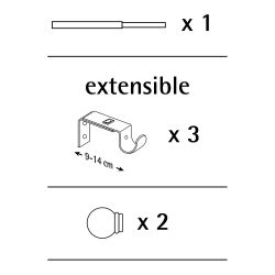 Kit Barra Cortina Báculo Plata Extensible De 160 - 300 Cm
