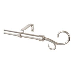Kit Barra Cortina Báculo Plata Extensible De 160 - 300 Cm