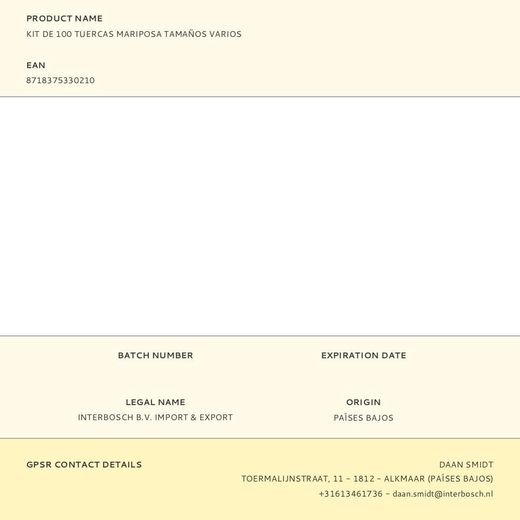 Kit De 100 Tuercas Mariposa Tamaños Varios