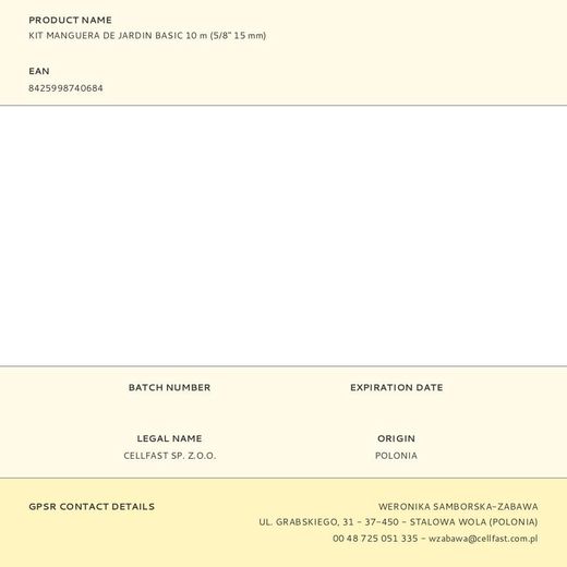 Kit Manguera De Jardín Basic Ø15 Mm, 5/8 Pulg, 10 M