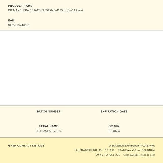 Kit Manguera De Jardín Estandar Ø19 Mm, ¾ Pulg, 25 M