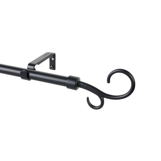Kit Barra Cortina Báculo Negro Extensible De 160 - 300 Cm