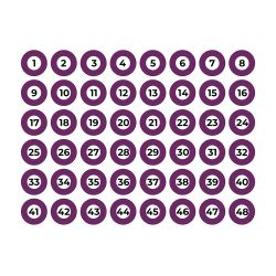 Lámina Adhesiva A4 Numerada 1-48 Morado Edm