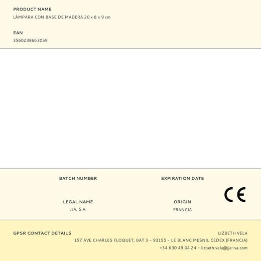 Lámpara Con Base De Madera 20 X 8 X 9 Cm