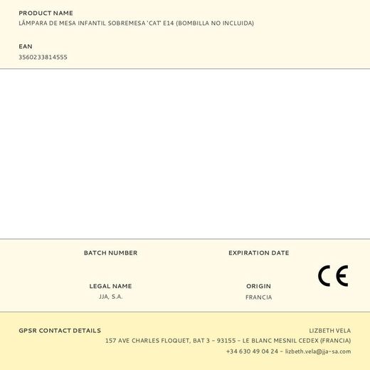 Lámpara De Mesa Infantil Sobremesa 'Cat' E14 (Bombilla No Incluida)