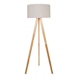 Lámpara De Pie E27 Madera, Hierro Y Tela  Ø50 X 28 Cm