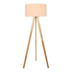 Lámpara De Pie E27 Madera, Hierro Y Tela  Ø50 X 28 Cm