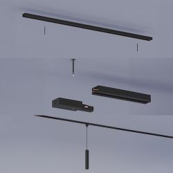 Lámpara De Techo Suspendida Easylink, Paxie Gu10, Negra, Ø60 X 1550 Mm