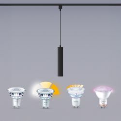 Lámpara De Techo Suspendida Easylink, Paxie Gu10, Negra, Ø60 X 1550 Mm