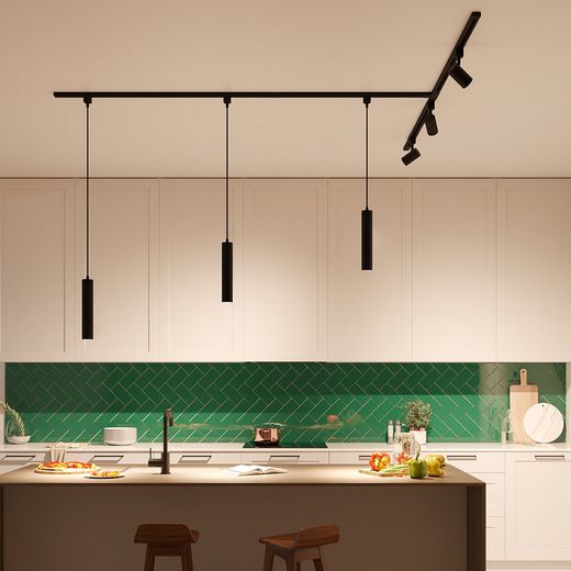 Lámpara De Techo Suspendida Easylink, Paxie Gu10, Negra, Ø60 X 1550 Mm