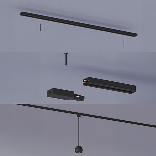 Lámpara Easylink De Techo, Suspendida, Colby Gu10, Negra, Ø100 X 1360 Mm