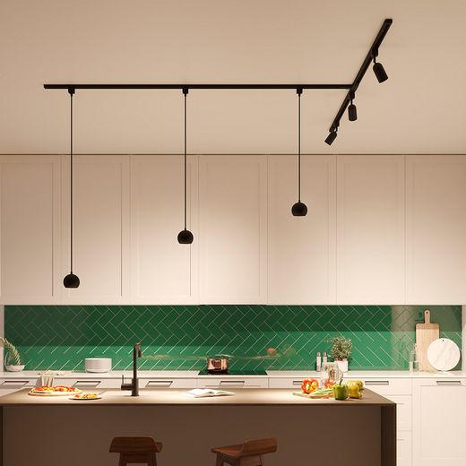 Lámpara Easylink De Techo, Suspendida, Colby Gu10, Negra, Ø100 X 1360 Mm