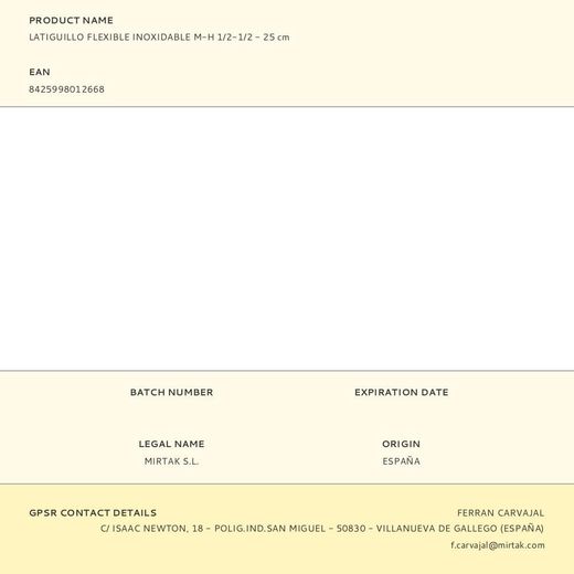 Latiguillo Flexible Inoxidable M-H 1/2-1/2 - 25 Cm