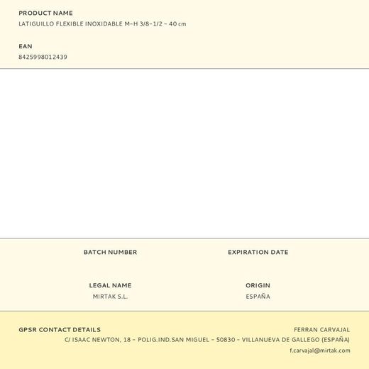 Latiguillo Flexible Inoxidable M-H 3/8-1/2 - 40 Cm