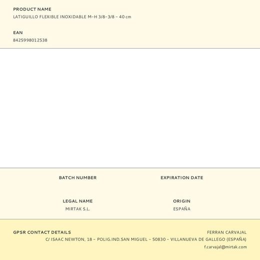Latiguillo Flexible Inoxidable M-H 3/8-3/8 - 40 Cm