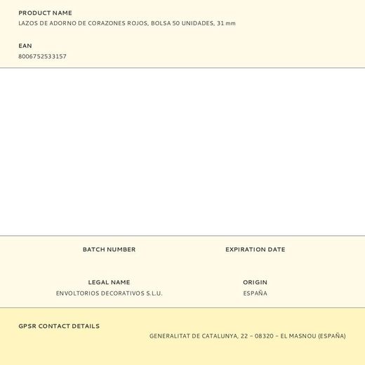 Lazos De Adorno De Corazones Rojos, Bolsa 50 Uds, 31 Mm