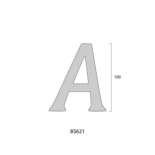Letra A Latón Pulido 10Cm  Fijación Invisible Edm