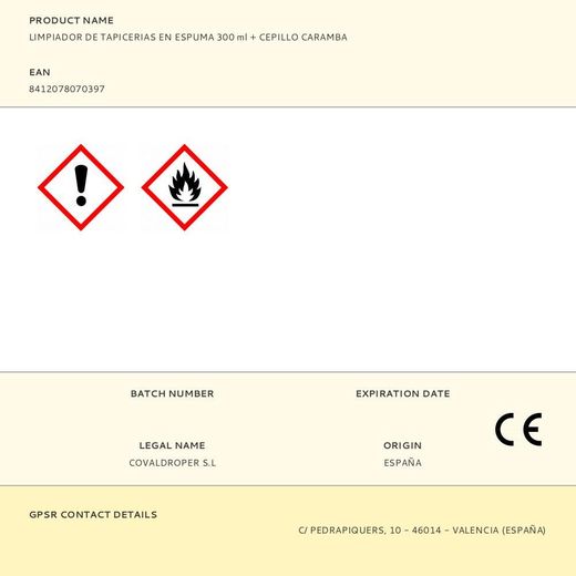 Limpiador De Tapicerias En Espuma 300 Ml + Cepillo Caramba