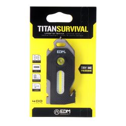 Linterna De Seguridad 6 En 1 Titan Survival, 2 Leds, 400 Lm, 7+2,5 W, 39 X 21 X 92 Mm