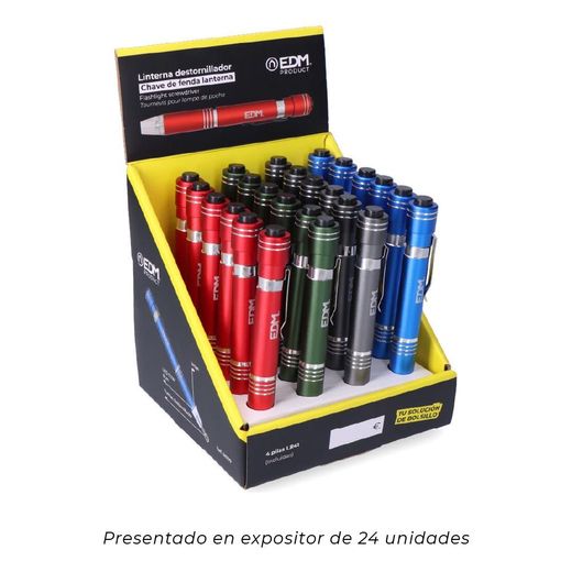Linterna - Destornillador Con 6 Puntas Imantadas, Colores Surtidos