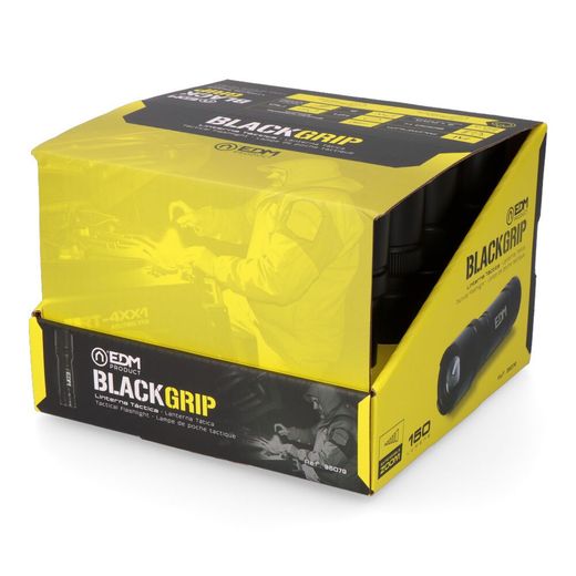 Linterna Led Táctica Black Grip 150 Lm Con Zoom, 3 X Aaa (Incluidas), Aluminio