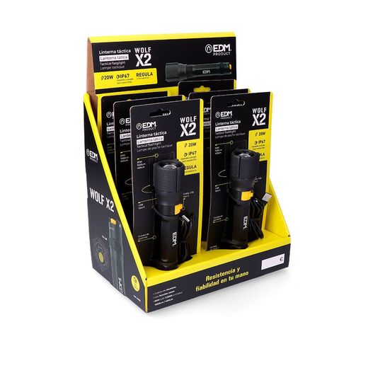 Linterna Led Táctica Wolf X2 Recargable 1500 Lm / 450 Lm, Ip67, Ø4,0 X 17,8 Cm